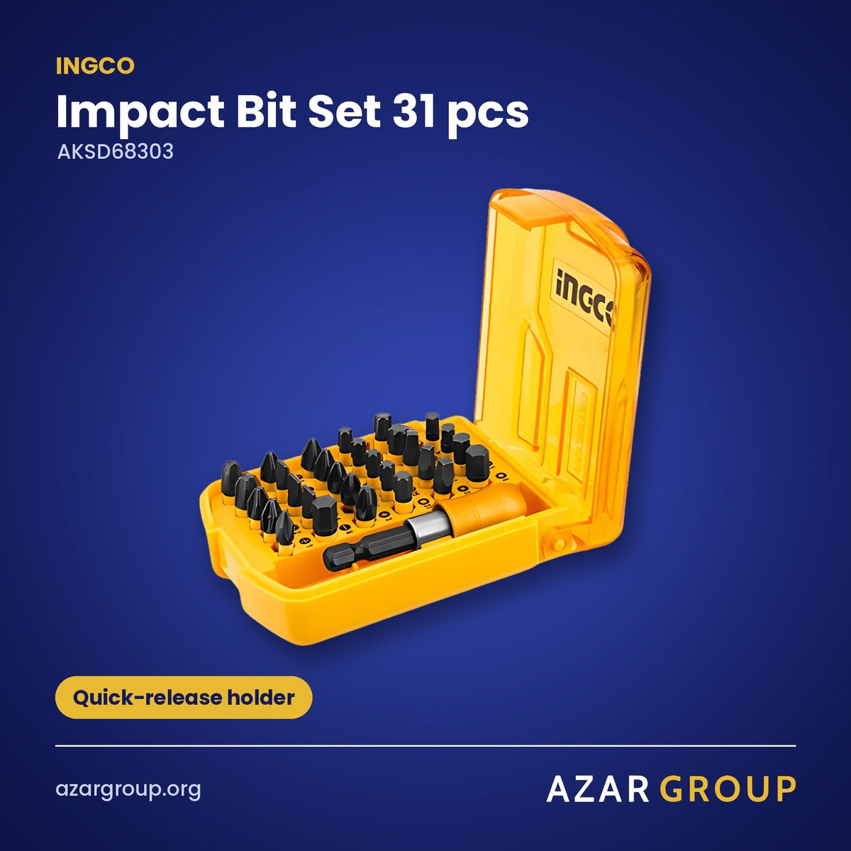 INGCO AKSD68303 Impact Bit Set 31 pcs – Quick-release holder