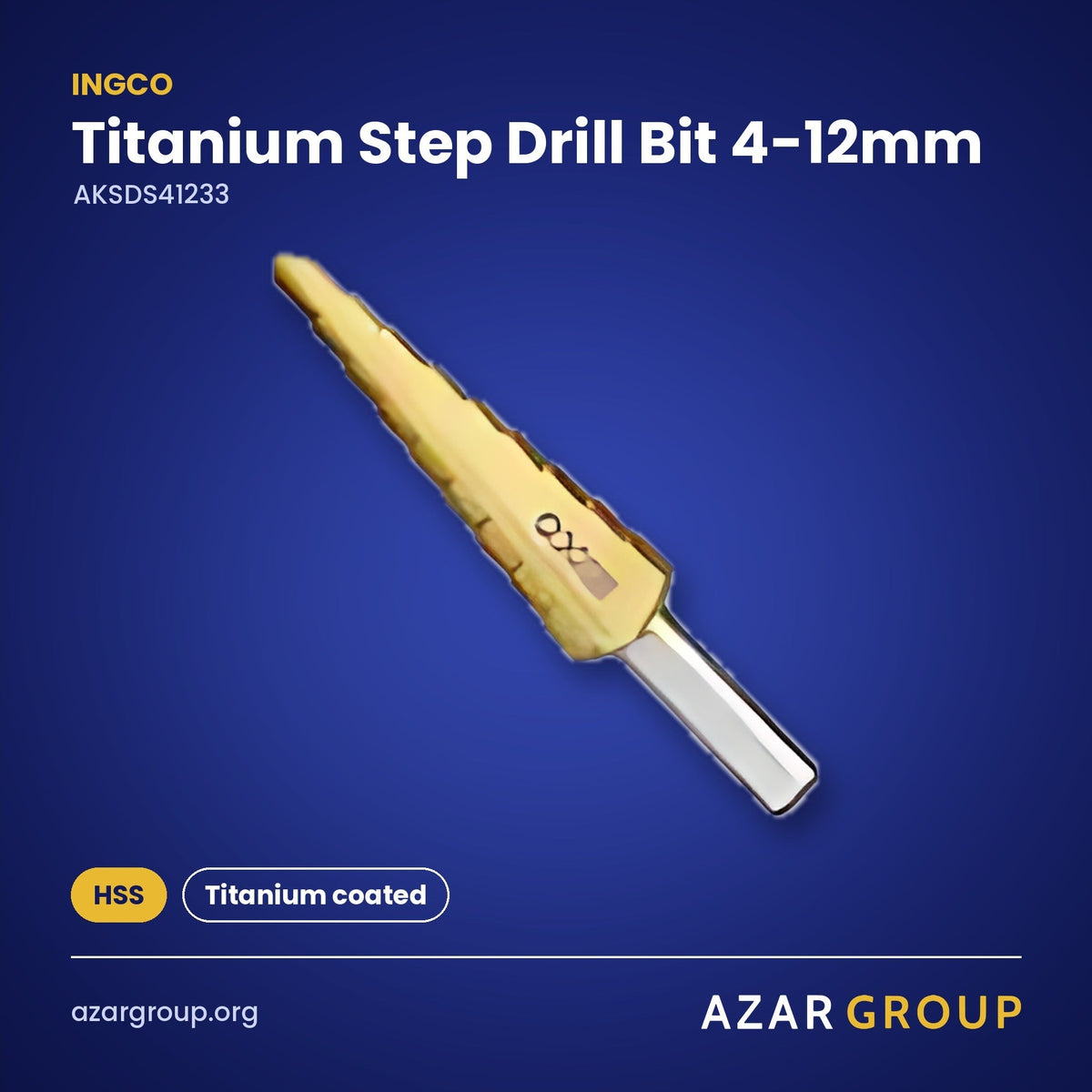 INGCO AKSDS41233 Titanium Step Drill Bit 4-12mm – HSS, Titanium coated