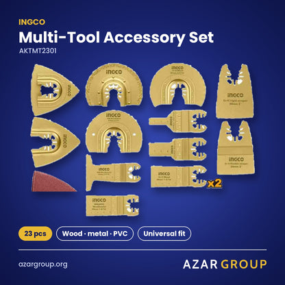 INGCO AKTMT2301 Multi-Tool Accessory Set – 23 pcs, Wood · metal · PVC, Universal fit