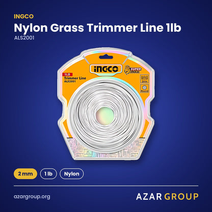 INGCO ALS2001 Nylon Grass Trimmer Line 1lb – 2 mm, 1 lb, Nylon
