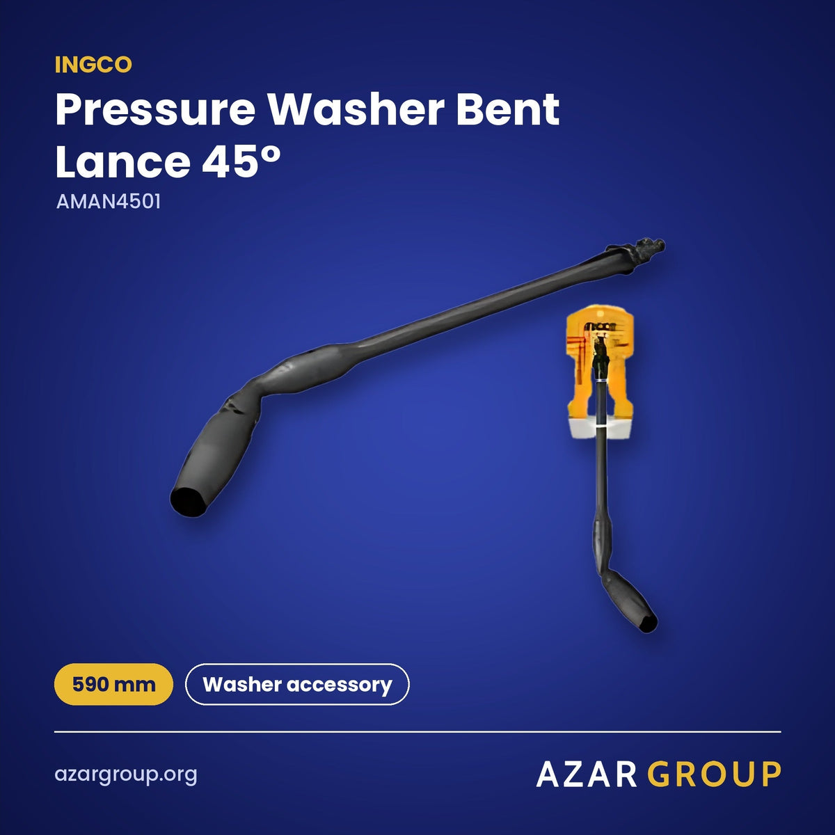 INGCO AMAN4501 Pressure Washer Bent Lance 45° – 590 mm, Washer accessory