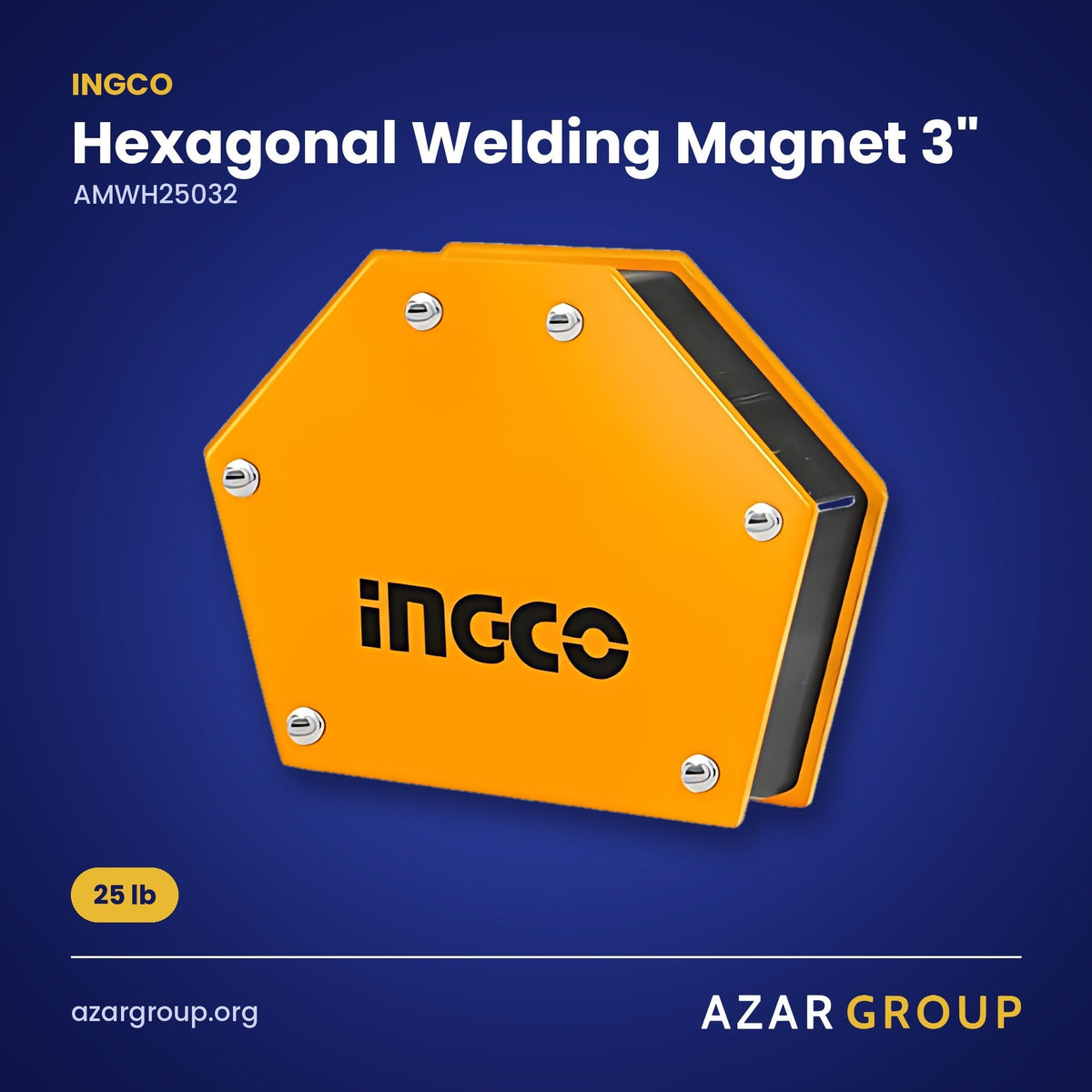 INGCO AMWH25032 Hexagonal Welding Magnet 3" – 25 lb