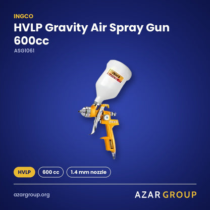 INGCO ASG1061 HVLP Gravity Air Spray Gun 600cc – HVLP, 600 cc, 1.4 mm nozzle