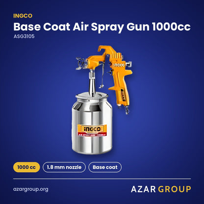 INGCO ASG3105 Base Coat Air Spray Gun 1000cc – 1000 cc, 1.8 mm nozzle, Base coat
