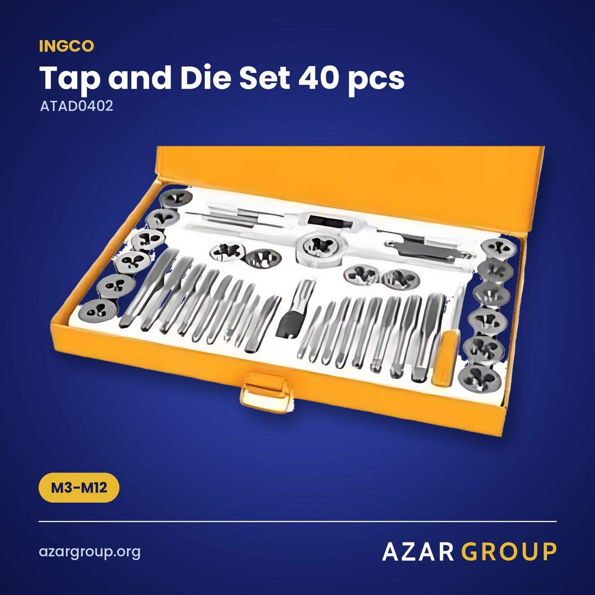 INGCO ATAD0402 Tap and Die Set 40 pcs – M3-M12