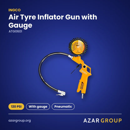 INGCO ATG0601 Air Tyre Inflator Gun with Gauge – 120 PSI, With gauge, Pneumatic