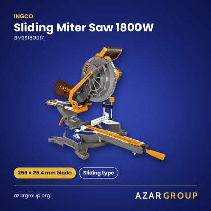 INGCO BM2S180017 Sliding Miter Saw 1800W – 255 × 25.4 mm blade, Sliding type