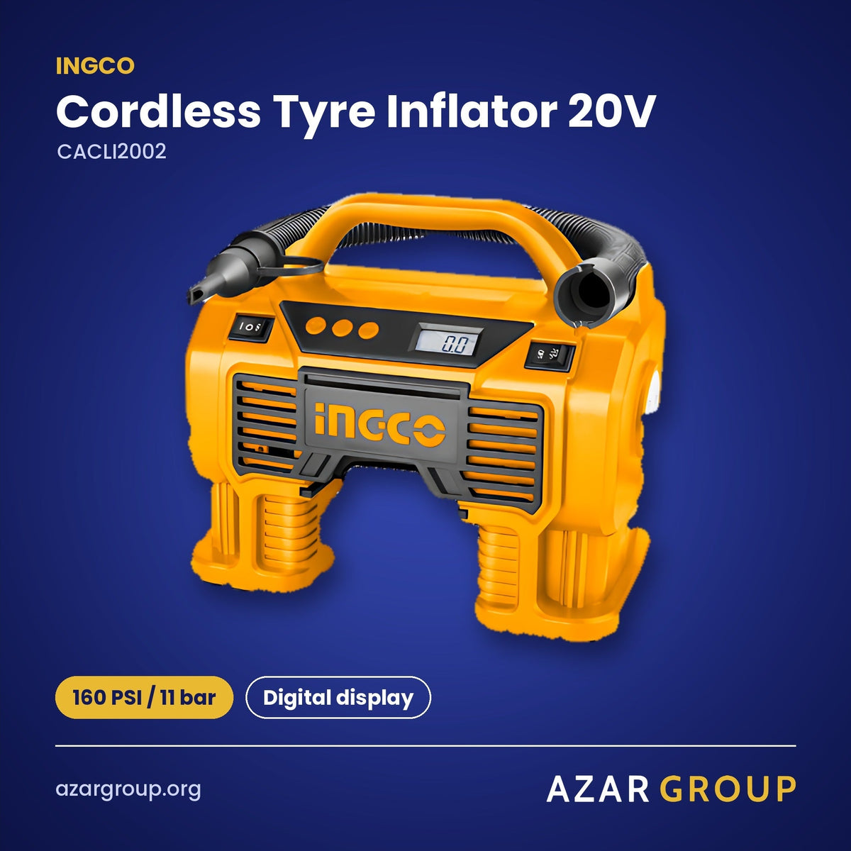 INGCO CACLI2002 Cordless Tyre Inflator 20V – 160 PSI / 11 bar, Digital display