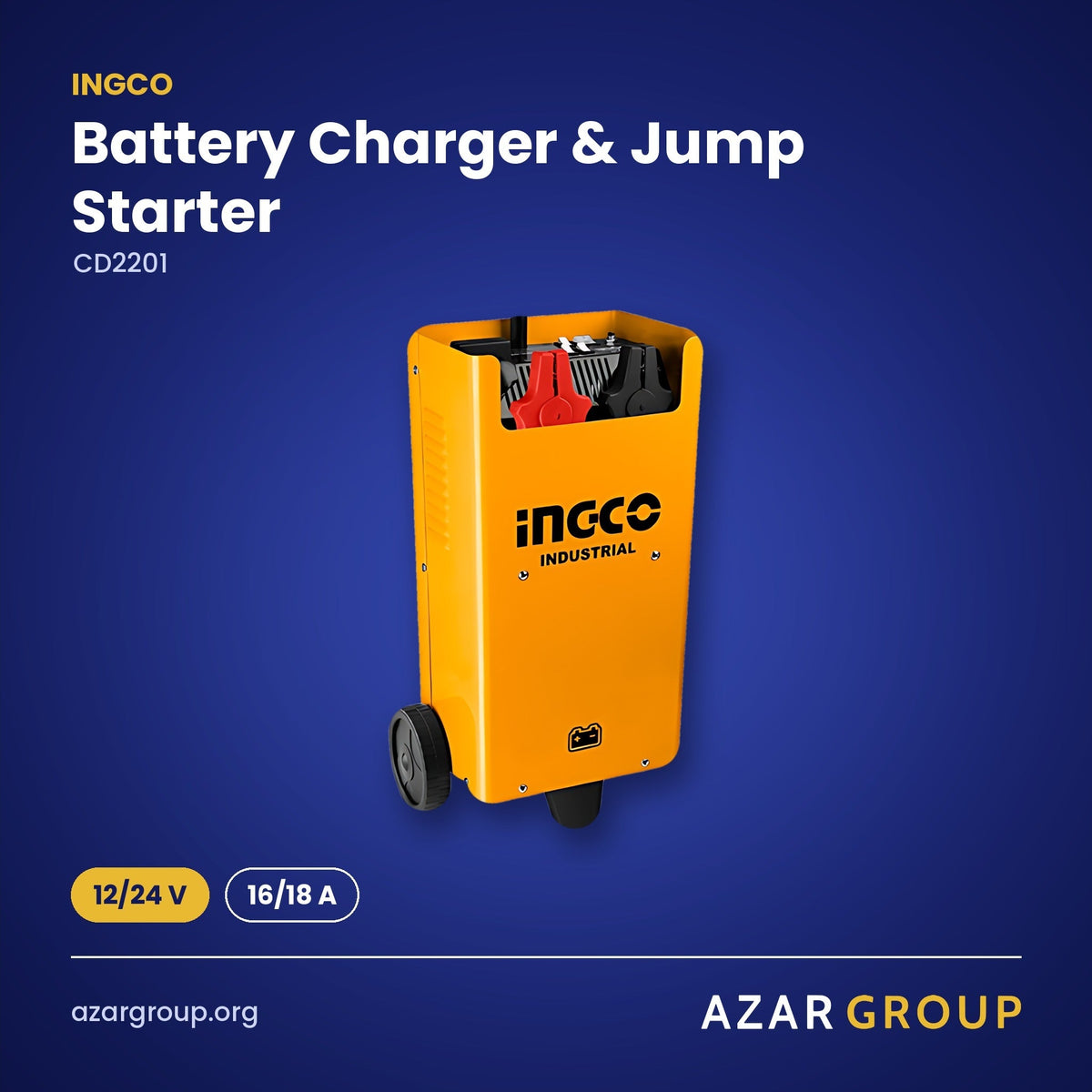 INGCO CD2201 Battery Charger & Jump Starter – 12/24 V, 16/18 A