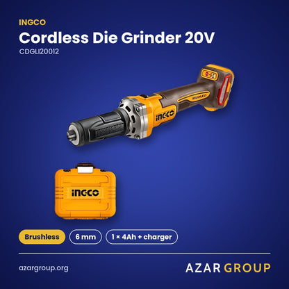 INGCO CDGLI20012 Cordless Die Grinder 20V – Brushless, 6 mm, 1 × 4Ah + charger
