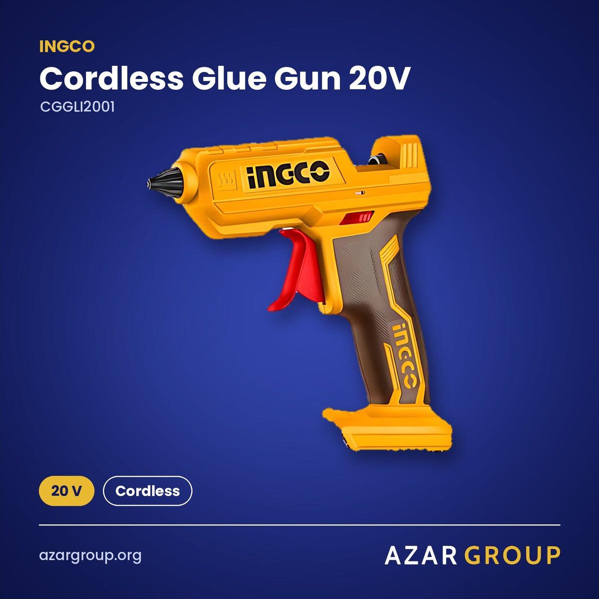 INGCO CGGLI2001 Cordless Glue Gun 20V – 20 V, Cordless