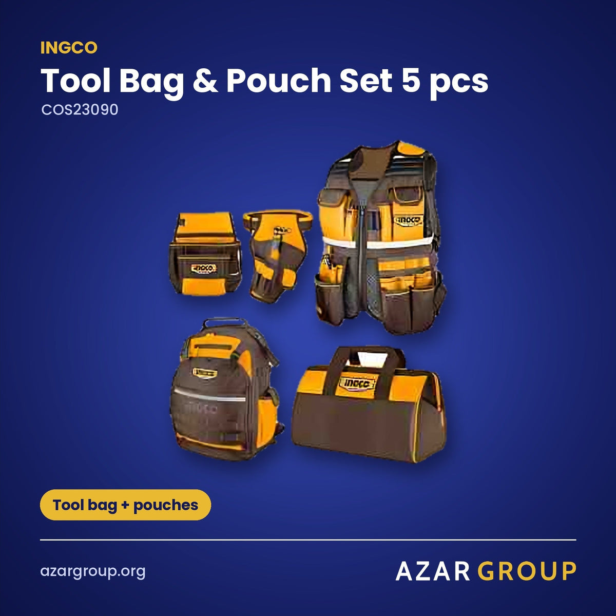 INGCO COS23090 Tool Bag & Pouch Set 5 pcs – Tool bag + pouches