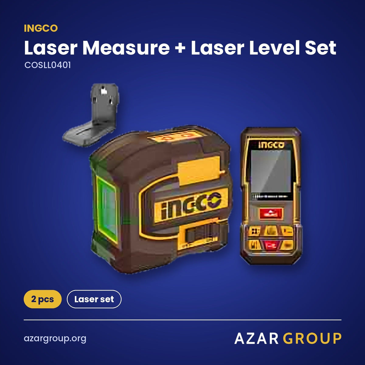 INGCO COSLL0401 Laser Measure + Laser Level Set – 2 pcs, Laser set