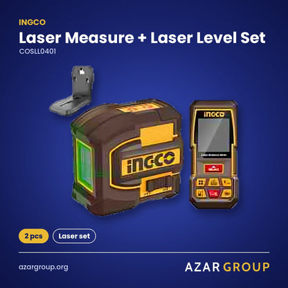 INGCO COSLL0401 Laser Measure + Laser Level Set – 2 pcs, Laser set