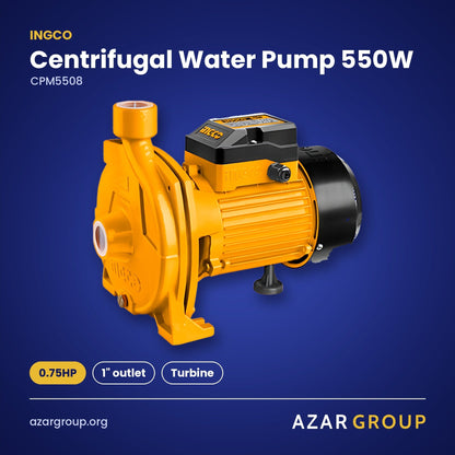 INGCO CPM5508 Centrifugal Water Pump 550W – 0.75HP, 1" outlet, Turbine