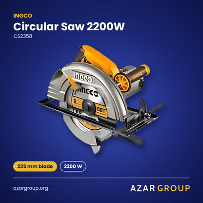 INGCO CS2358 Circular Saw 2200W – 235 mm blade, 2200 W