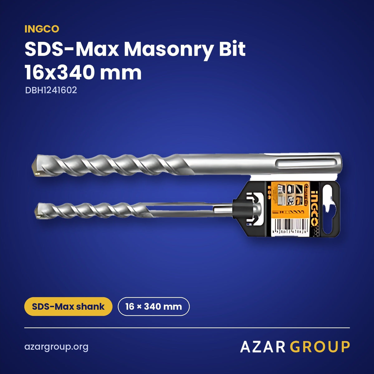 INGCO DBH1241602 SDS-Max Masonry Bit 16x340 mm – SDS-Max shank, 16 × 340 mm