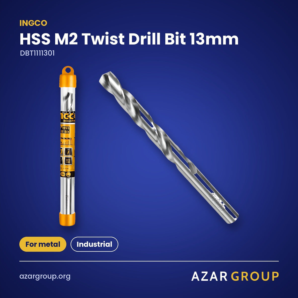 INGCO DBT1111301 HSS M2 Twist Drill Bit 13mm – For metal, Industrial