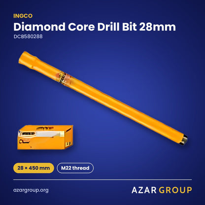 INGCO DCB580288 Diamond Core Drill Bit 28mm – 28 × 450 mm, M22 thread