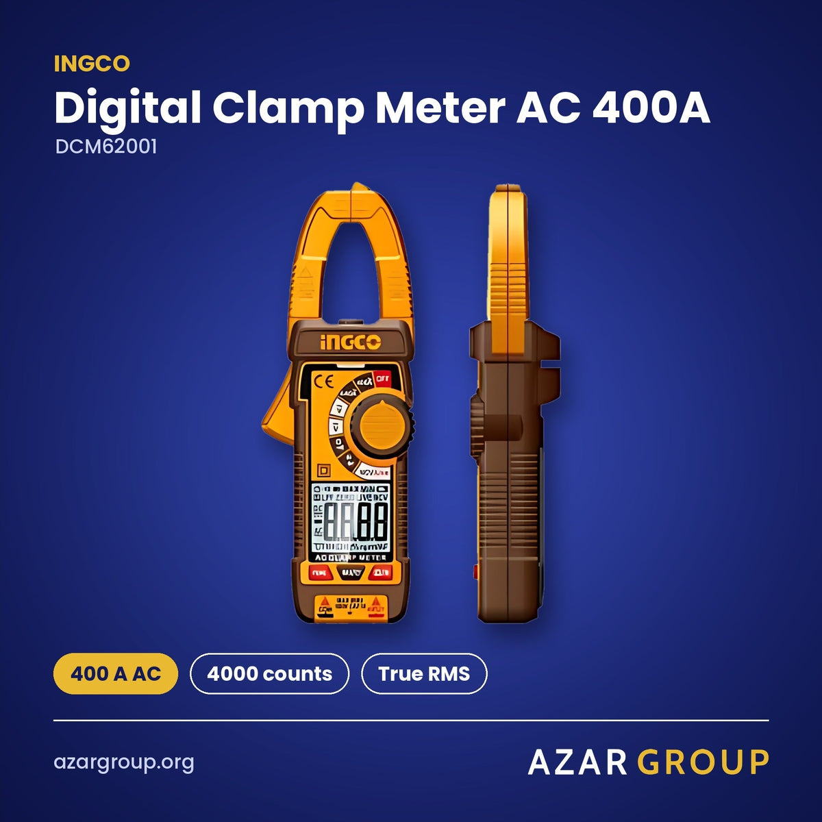 INGCO DCM62001 Digital Clamp Meter AC 400A – 400 A AC, 4000 counts, True RMS