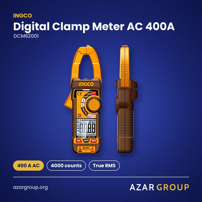 INGCO DCM62001 Digital Clamp Meter AC 400A – 400 A AC, 4000 counts, True RMS