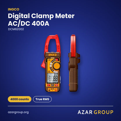 INGCO DCM62002 Digital Clamp Meter AC/DC 400A – 4000 counts, True RMS
