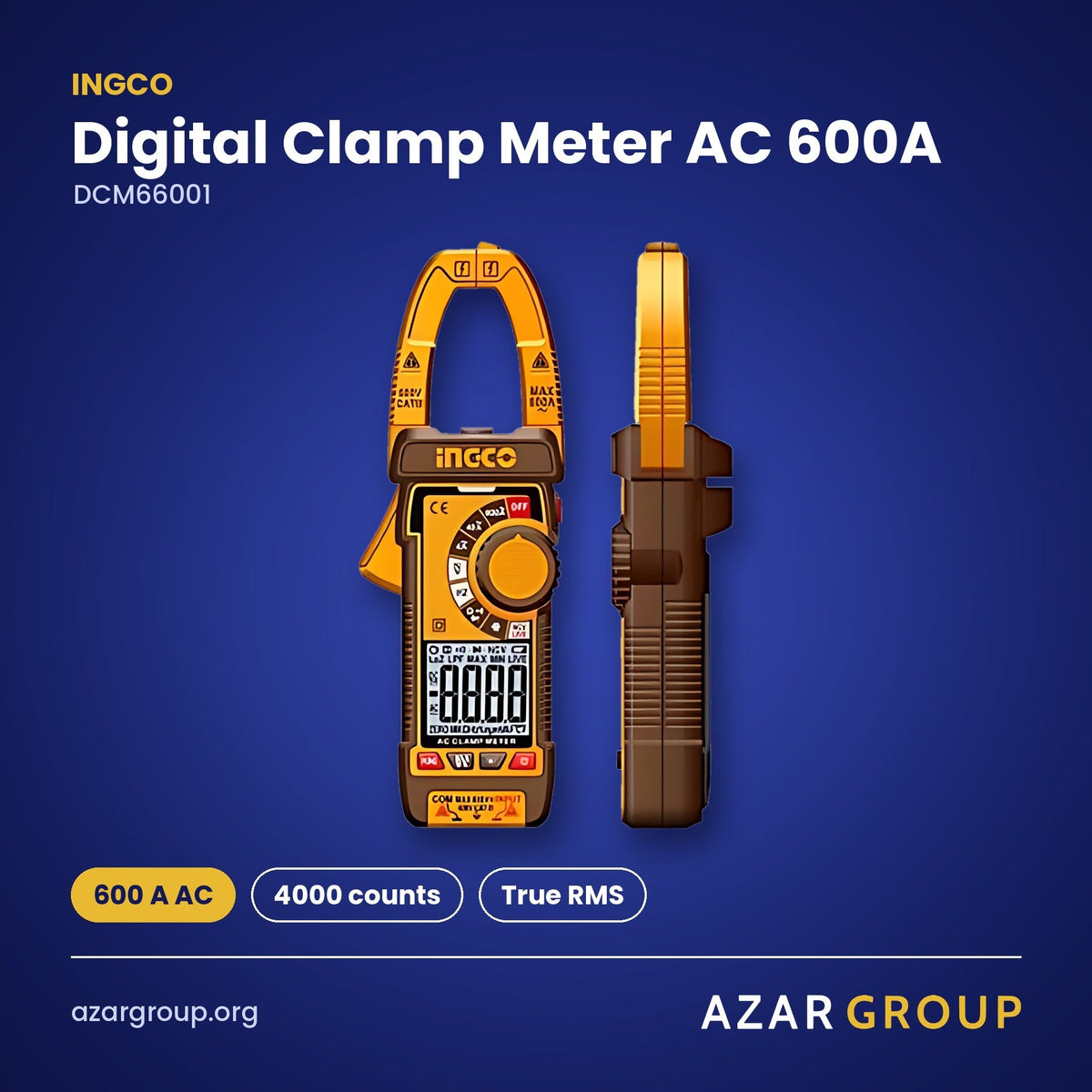 INGCO DCM66001 Digital Clamp Meter AC 600A – 600 A AC, 4000 counts, True RMS