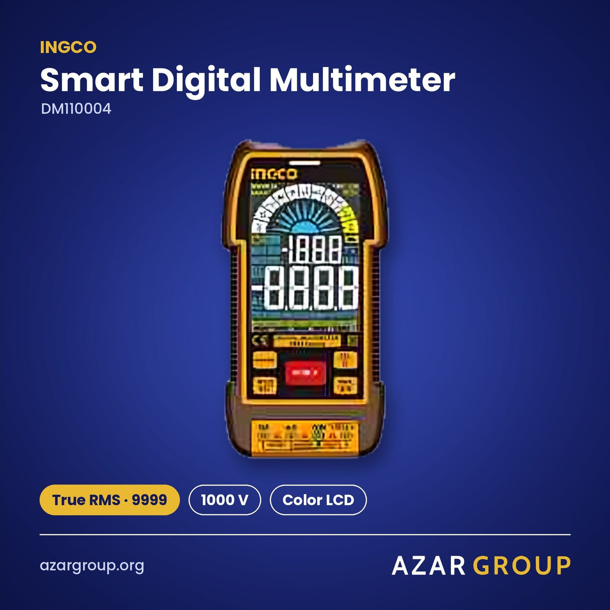 INGCO DM110004 Smart Digital Multimeter – True RMS · 9999, 1000 V, Color LCD