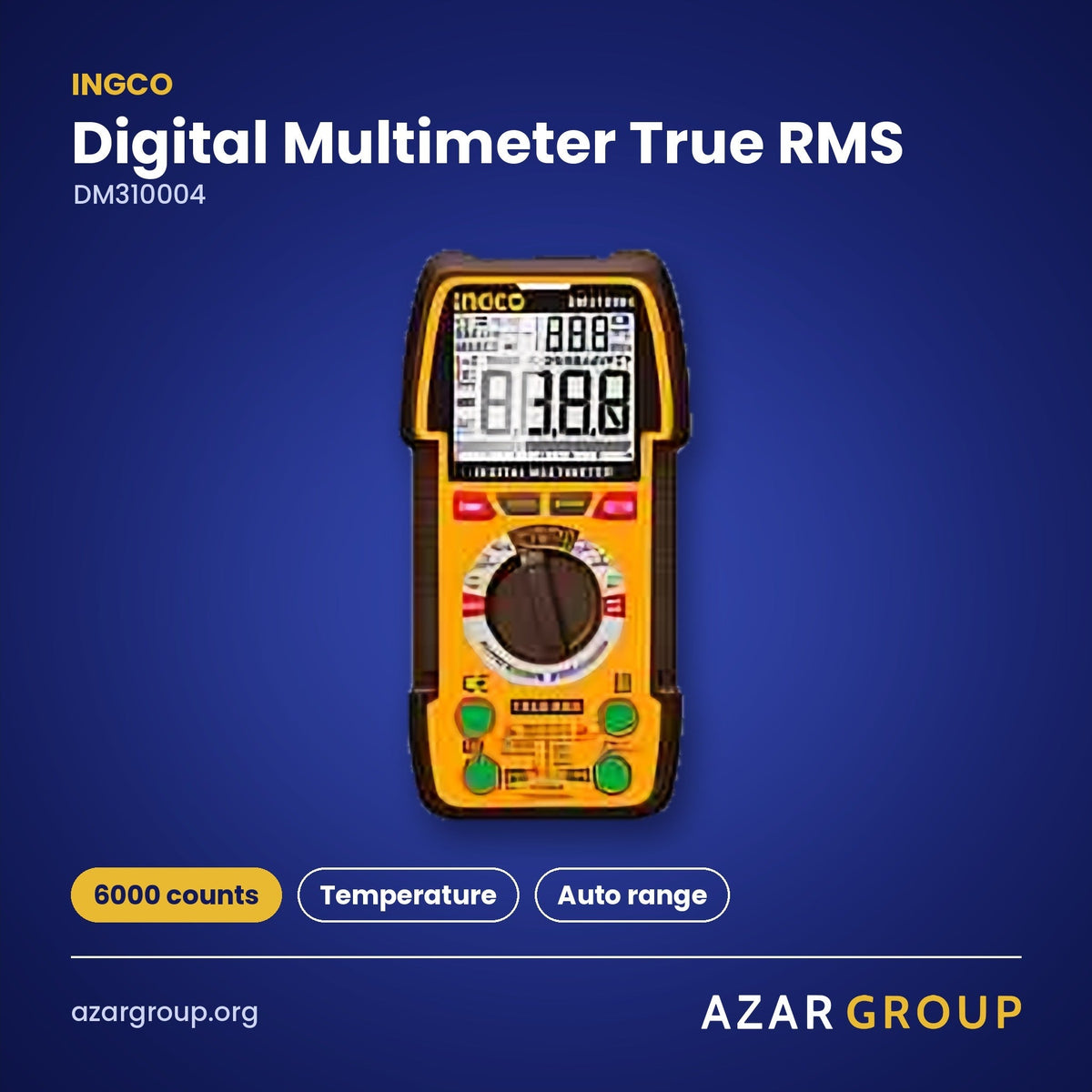 INGCO DM310004 Digital Multimeter True RMS – 6000 counts, Temperature, Auto range