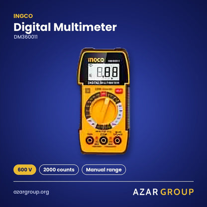 INGCO DM360011 Digital Multimeter – 600 V, 2000 counts, Manual range