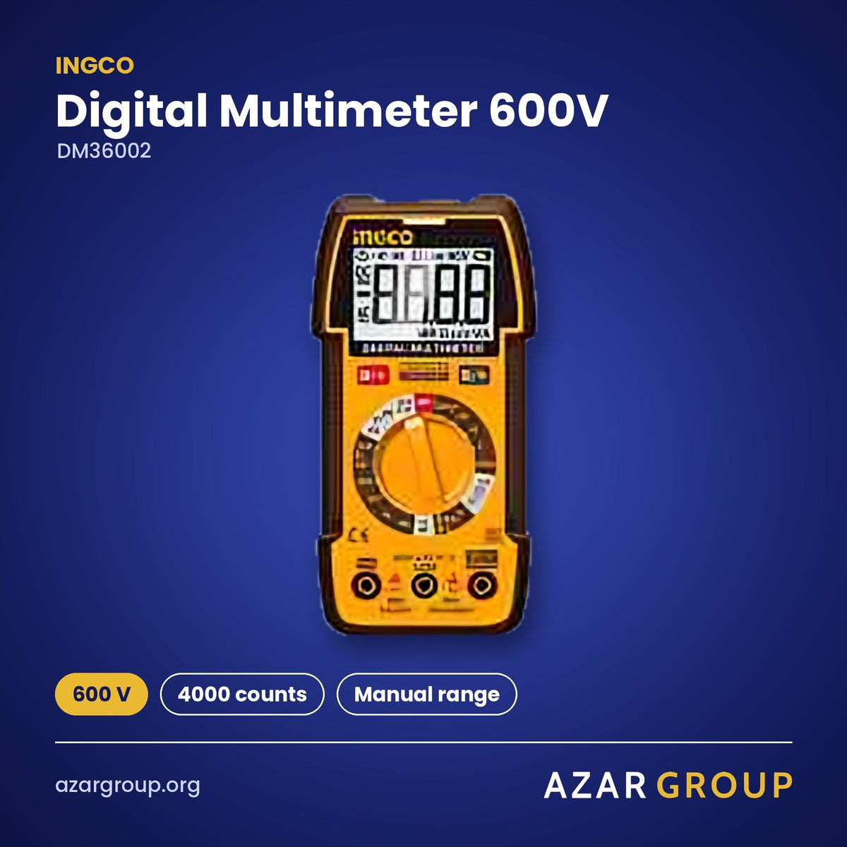 INGCO DM36002 Digital Multimeter 600V – 600 V, 4000 counts, Manual range