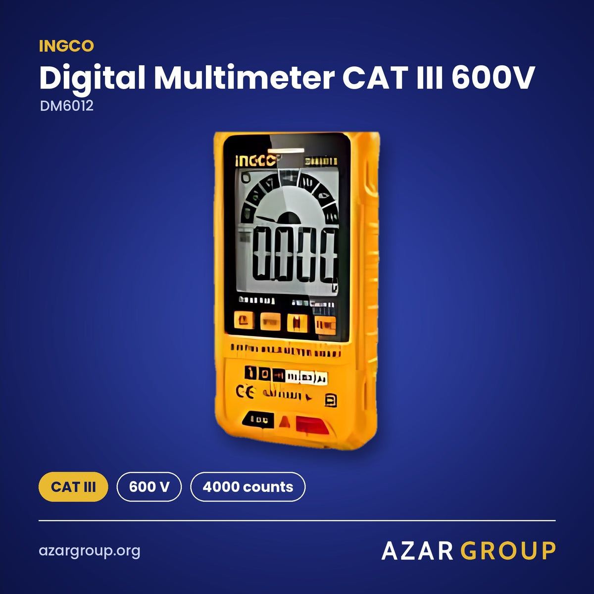 INGCO DM6012 Digital Multimeter CAT III 600V – CAT III, 600 V, 4000 counts