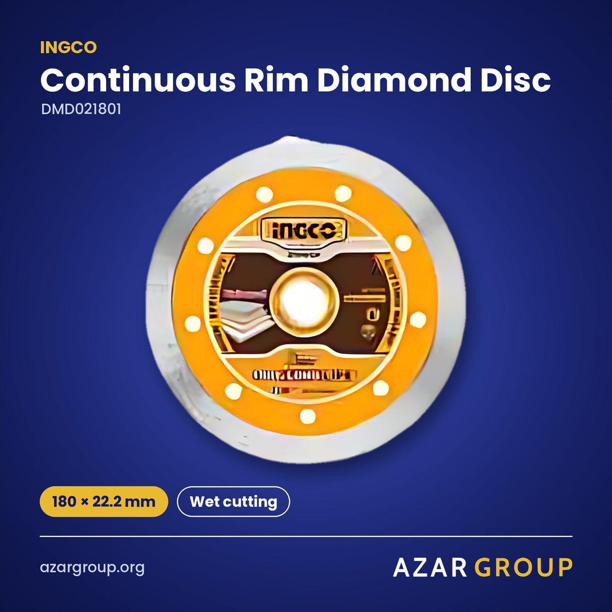 INGCO DMD021801 Continuous Rim Diamond Disc – 180 × 22.2 mm, Wet cutting