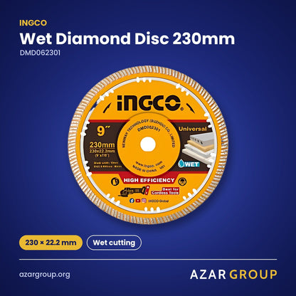 INGCO DMD062301 Wet Diamond Disc 230mm – 230 × 22.2 mm, Wet cutting