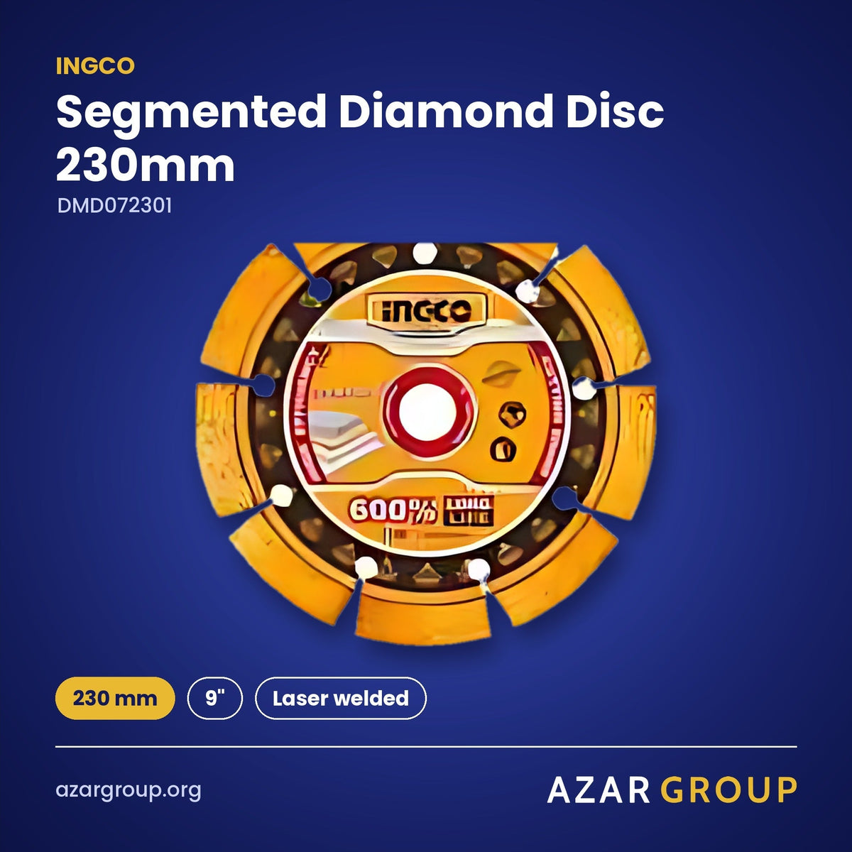 INGCO DMD072301 Segmented Diamond Disc 230mm – 230 mm, 9", Laser welded