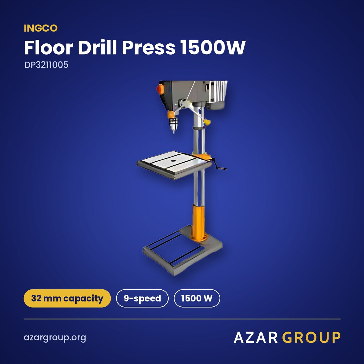 INGCO DP3211005 Floor Drill Press 1500W – 32 mm capacity, 9-speed, 1500 W