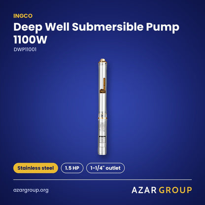 INGCO DWP11001 Deep Well Submersible Pump 1100W – Stainless steel, 1.5 HP, 1-1/4" outlet