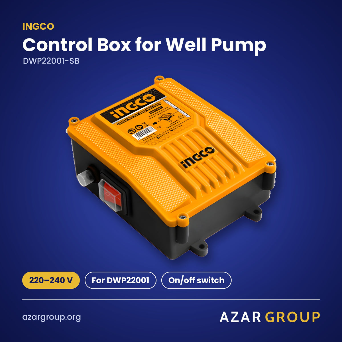 INGCO DWP22001-SB Control Box for Well Pump – 220–240 V, For DWP22001, On/off switch