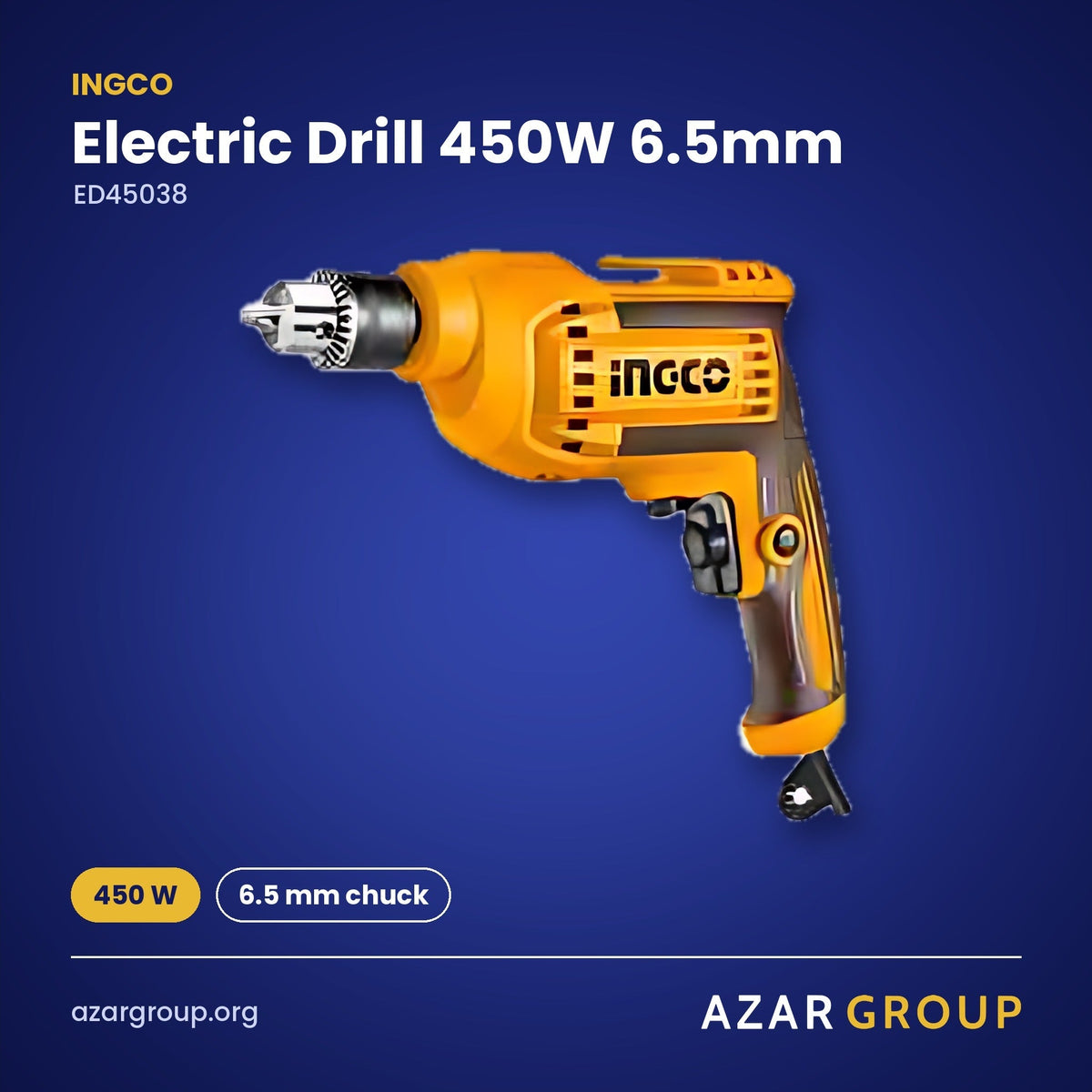 INGCO ED45038 Electric Drill 450W 6.5mm – 450 W, 6.5 mm chuck