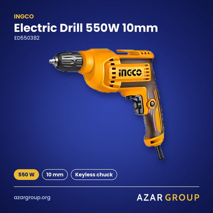 INGCO ED550382 Electric Drill 550W 10mm – 550 W, 10 mm, Keyless chuck