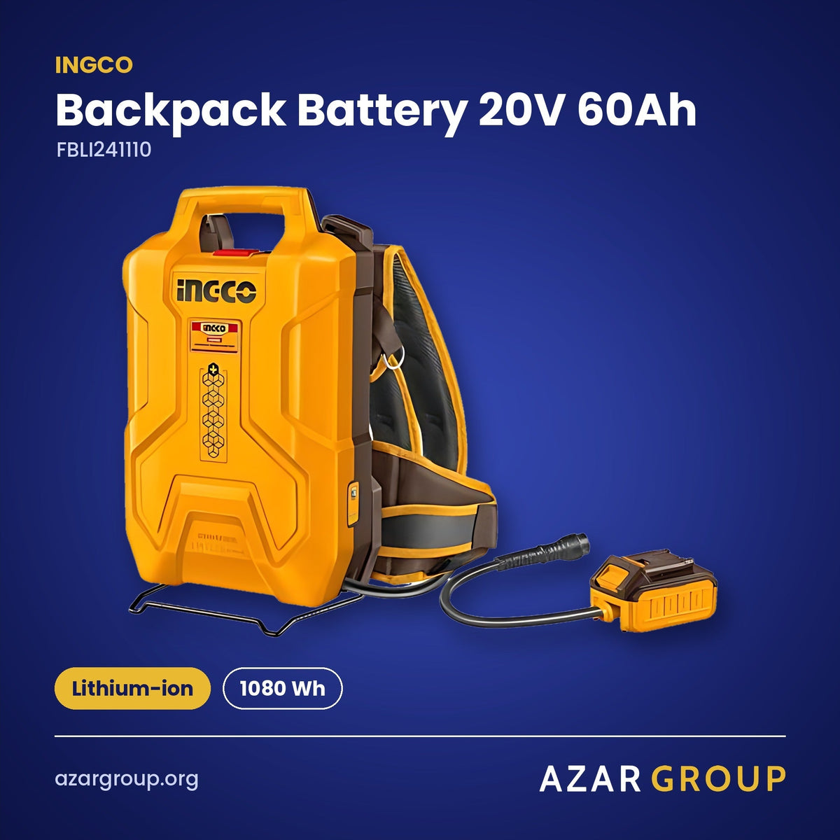 INGCO FBLI241110 Backpack Battery 20V 60Ah – Lithium-ion, 1080 Wh