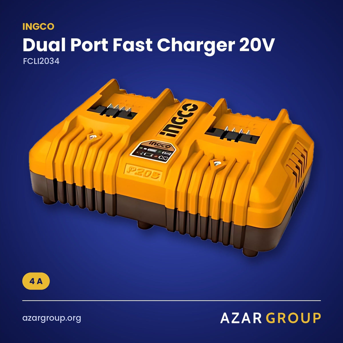 INGCO FCLI2034 Dual Port Fast Charger 20V – 4 A