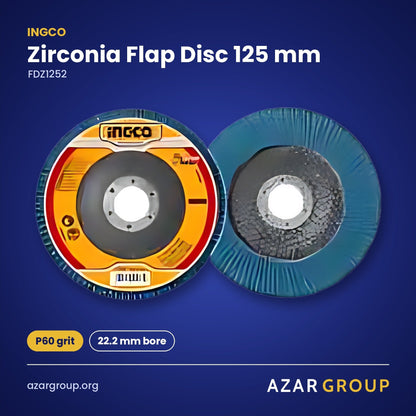 INGCO FDZ1252 Zirconia Flap Disc 125 mm – P60 grit, 22.2 mm bore