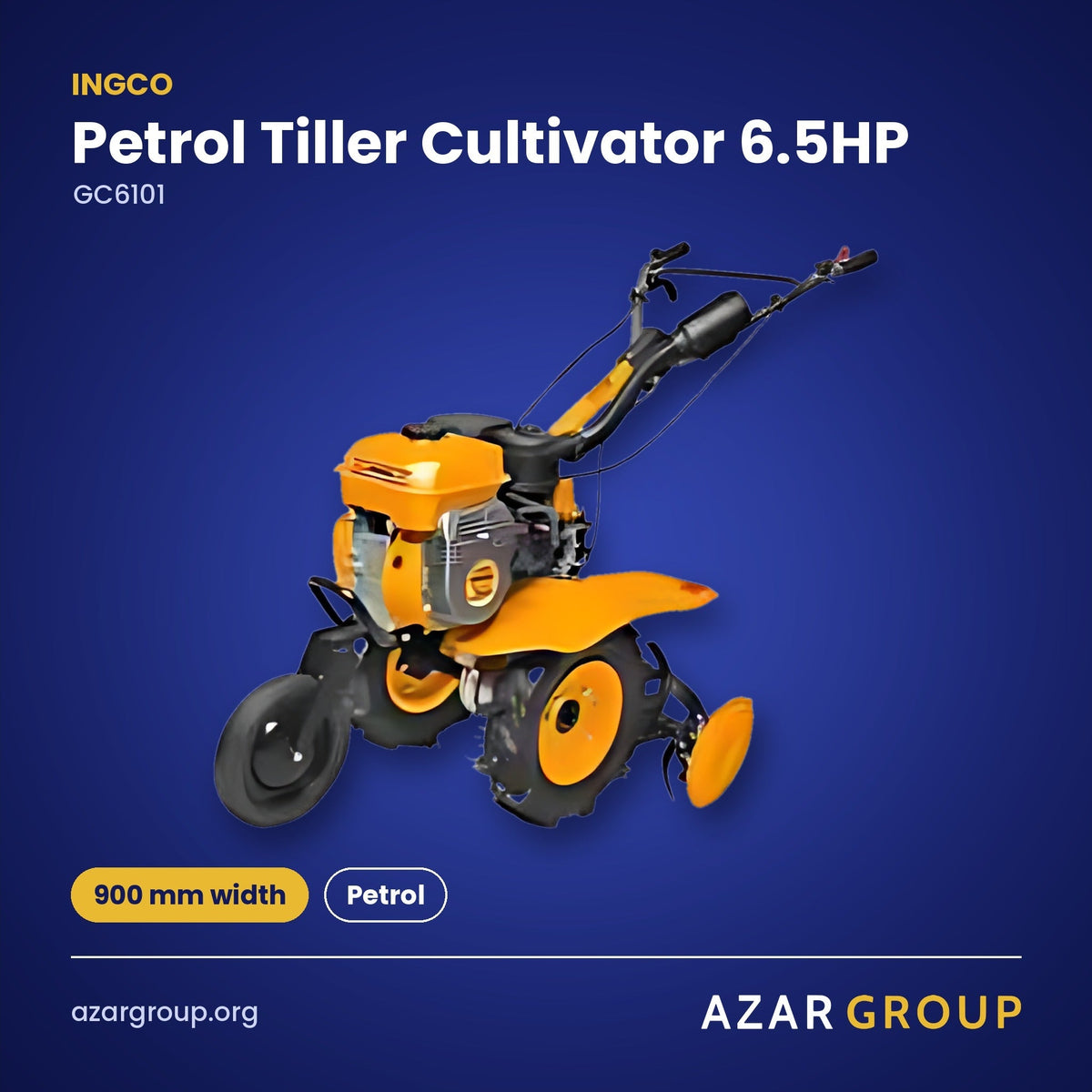INGCO GC6101 Petrol Tiller Cultivator 6.5HP – 900 mm width, Petrol
