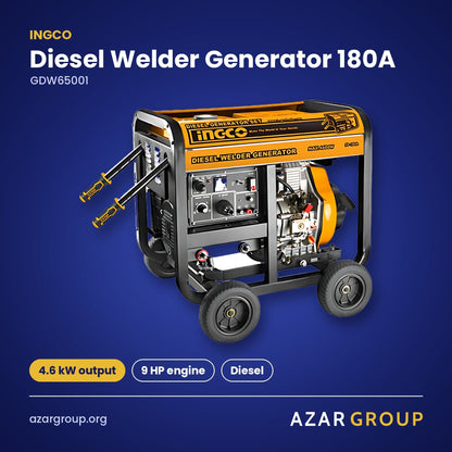 INGCO GDW65001 Diesel Welder Generator 180A – 4.6 kW output, 9 HP engine, Diesel