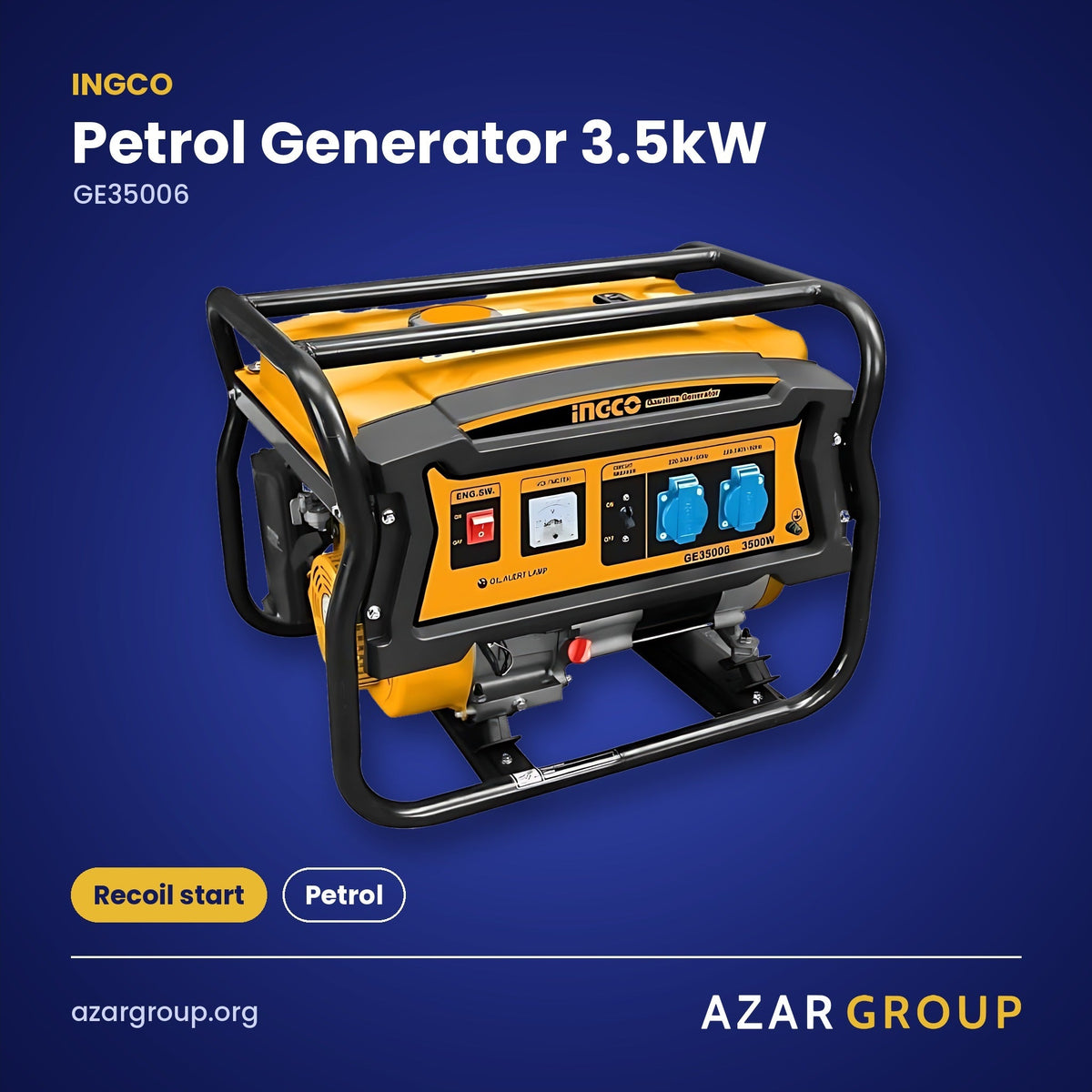 INGCO GE35006 Petrol Generator 3.5kW – Recoil start, Petrol