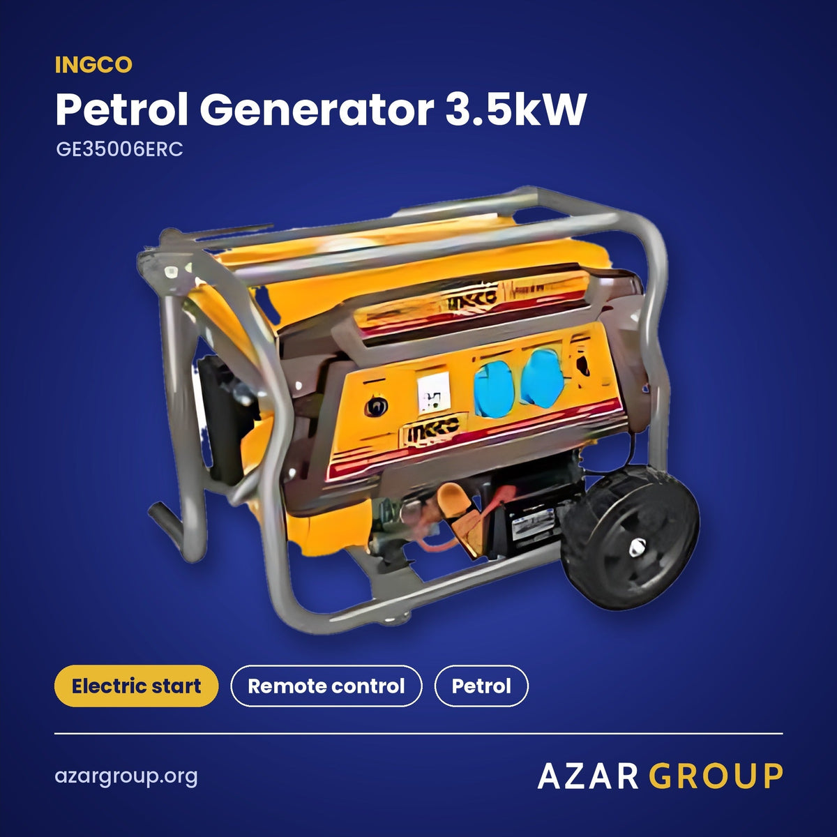 INGCO GE35006ERC Petrol Generator 3.5kW – Electric start, Remote control, Petrol