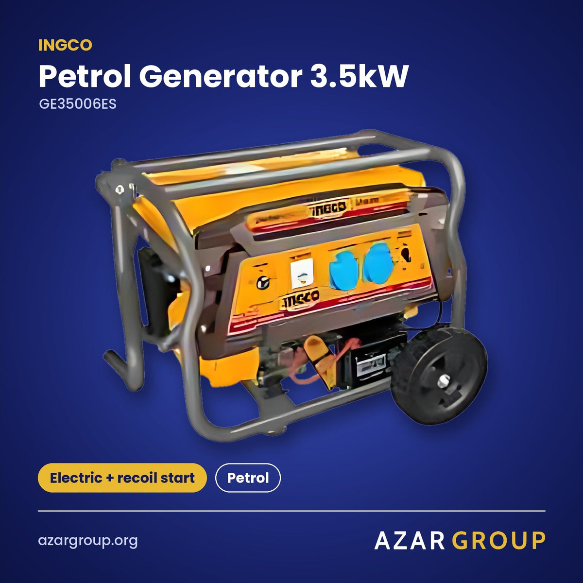 INGCO GE35006ES Petrol Generator 3.5kW – Electric + recoil start, Petrol
