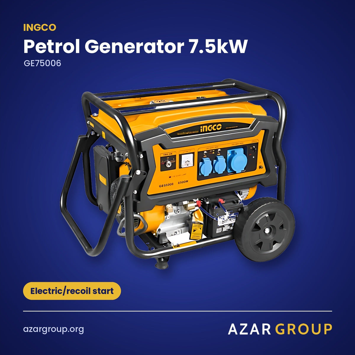 INGCO GE75006 Petrol Generator 7.5kW – Electric/recoil start