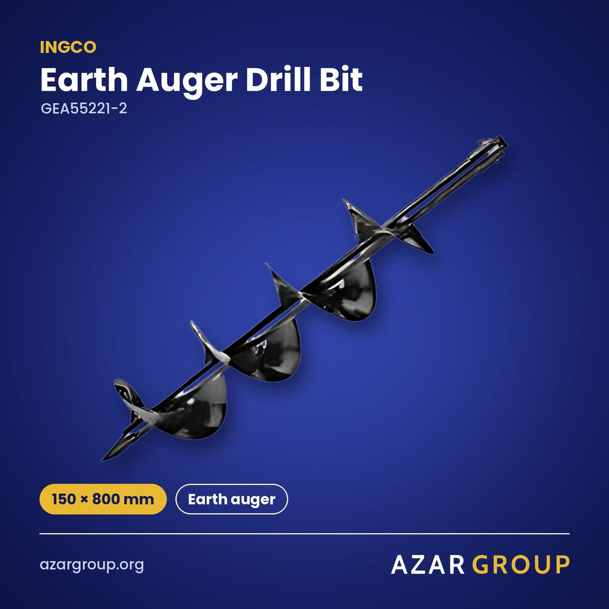 INGCO GEA55221-2 Earth Auger Drill Bit – 150 × 800 mm, Earth auger